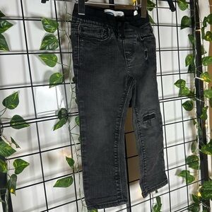 Old Navy Karate Skinny Distressed Black Jeans w/ Drawstring & Pockets 2T (Boy)